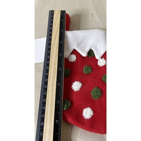 Christmas Holiday Green White Polka Dot Small Winter Red Stocking NEW 6 Inch - Picture 3 of 4